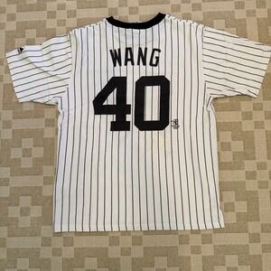Majestic New York Yankees Chien-Ming Wang 40 Pinstripe T-Shirt Mens M White MLB